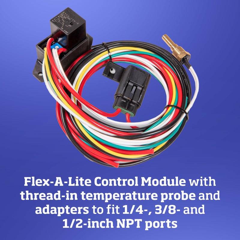 Flex-A-Lite Compact Adjustable Electric Fan Controller and Relay Kit with Thread-in Temperature Probe, Fan Controller (33095), Car Parts, Black - Image 5